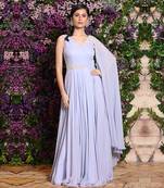  Lilac One Shoulder Embroidered Gown