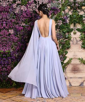  Lilac One Shoulder Embroidered Gown 2