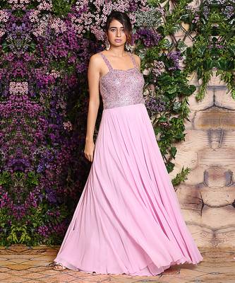 Embroidered Sleevless Gown 1