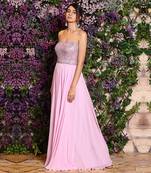 Strapless Embroidered Gown