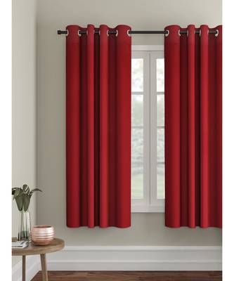 Eyda Maroon Color Premium Semi Blackout Window Curtain 1