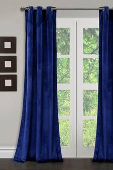 Eyda Premium Velvet Blue Color Eyelet Long Door Curtain