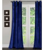 Eyda Premium Velvet Blue Color Eyelet Long Door Curtain