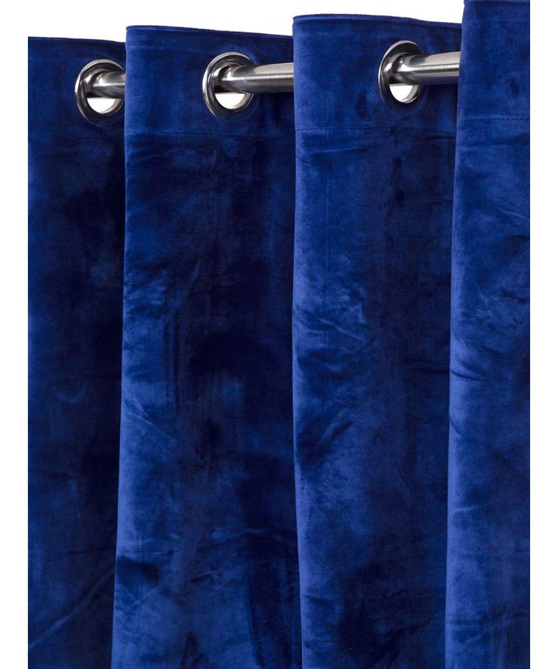 Eyda Premium Velvet Blue Color Eyelet Long Door Curtain