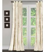 Eyda Premium Velvet Ivory Color Eyelet Door Curtain