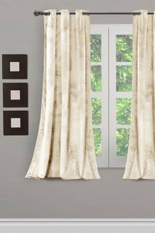Eyda Premium Velvet Ivory Color Eyelet Window Door Curtain