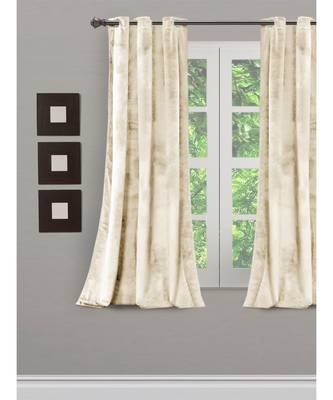 Eyda Premium Velvet Ivory Color Eyelet Window Door Curtain 1