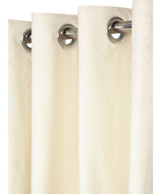 Eyda Premium Velvet Ivory Color Eyelet Window Door Curtain 4
