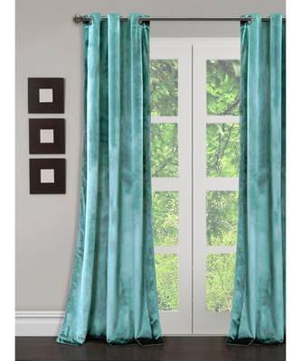 Eyda Premium Velvet Aqua Color Eyelet Long Door Curtain 1