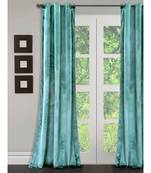 Eyda Premium Velvet Aqua Color Eyelet Long Door Curtain