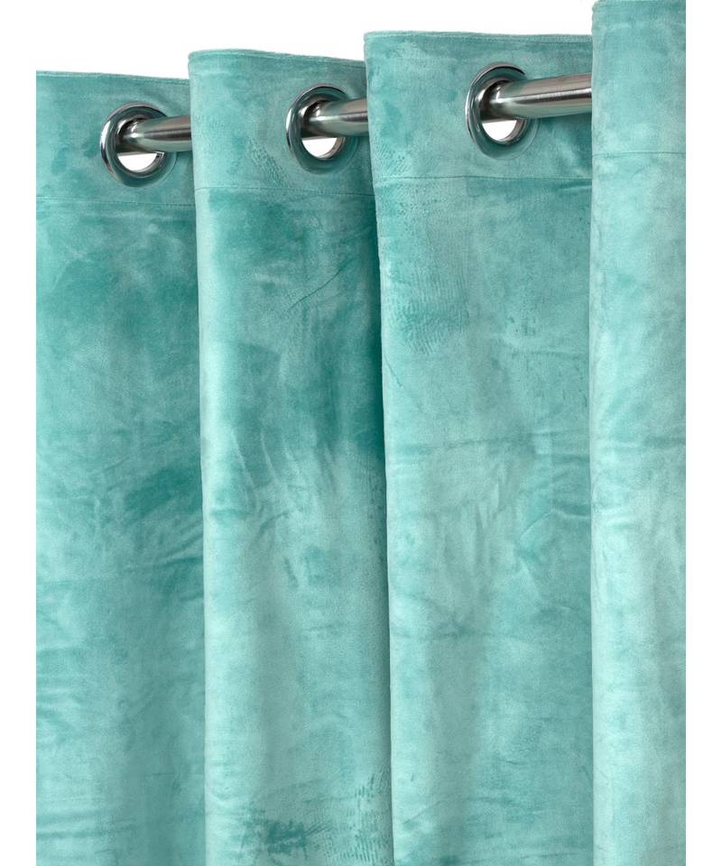 Eyda Premium Velvet Aqua Color Eyelet Long Door Curtain