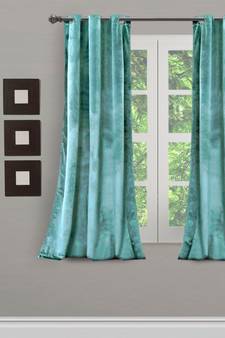 Eyda Premium Velvet Aqua Color Eyelet Window Door Curtain