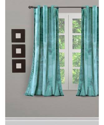 Eyda Premium Velvet Aqua Color Eyelet Window Door Curtain 1