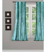 Eyda Premium Velvet Aqua Color Eyelet Window Door Curtain