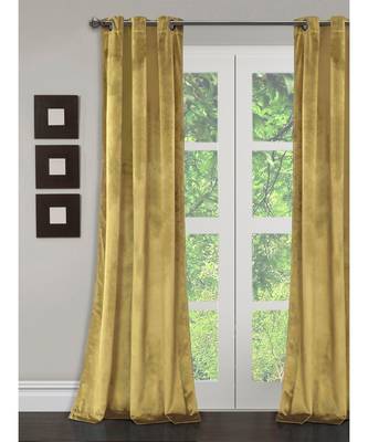 Eyda Premium Velvet Yellow Color Eyelet Long Door Curtain 1