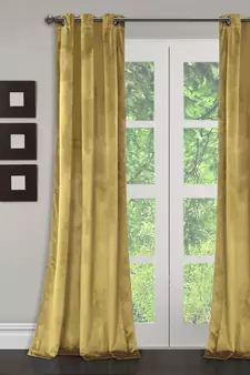 Eyda Premium Velvet Yellow Color Eyelet Long Door Curtain