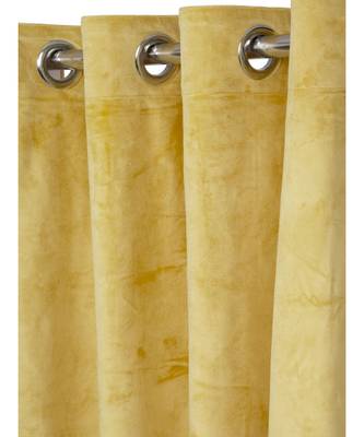 Eyda Premium Velvet Yellow Color Eyelet Long Door Curtain 4