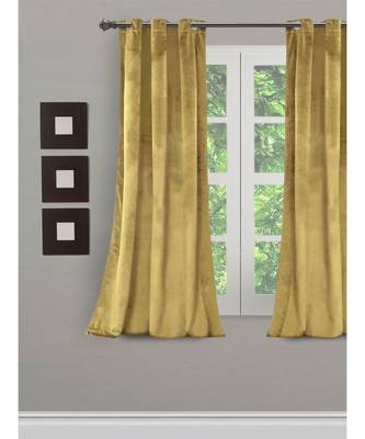 Eyda Premium Velvet Yellow Color Eyelet Window Door Curtain 1