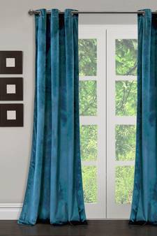 Eyda Premium Velvet Emerald Blue Color Eyelet Door Curtain