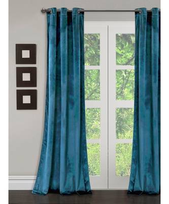 Eyda Premium Velvet Emerald Blue Color Eyelet Long Door Curtain 1