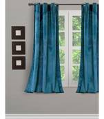 Eyda Premium Velvet Emerald Blue Color Eyelet Window Door Curtain