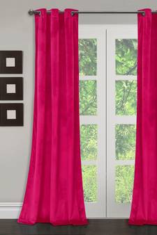 Eyda Premium Velvet Fuschia Color Eyelet Long Door Curtain