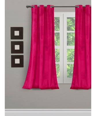 Eyda Premium Velvet Fuschia Color Eyelet Window Door Curtain 1