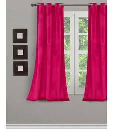 Eyda Premium Velvet Fuschia Color Eyelet Window Door Curtain