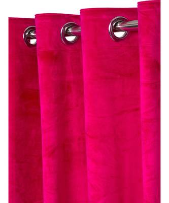 Eyda Premium Velvet Fuschia Color Eyelet Window Door Curtain 4