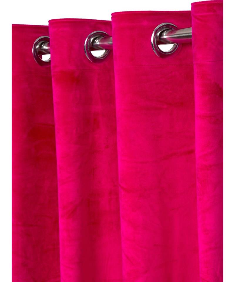 Eyda Premium Velvet Fuschia Color Eyelet Window Door Curtain