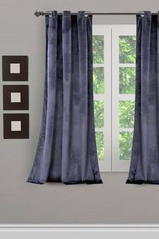 Eyda Premium Velvet Grey Color Eyelet Window Door Curtain