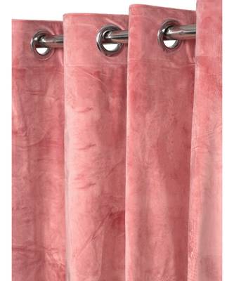 Eyda Premium Velvet Peach Color Eyelet Door Curtain 4