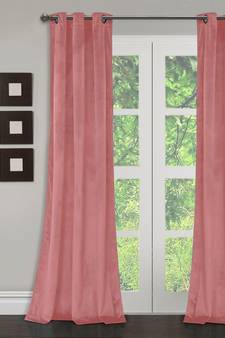 Eyda Premium Velvet Peach Color Eyelet Long Door Curtain