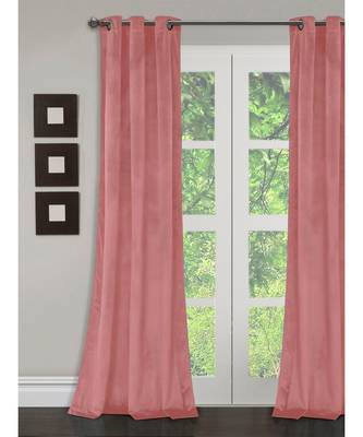 Eyda Premium Velvet Peach Color Eyelet Long Door Curtain 1
