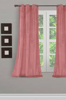 Eyda Premium Velvet Peach Color Eyelet Window Door Curtain