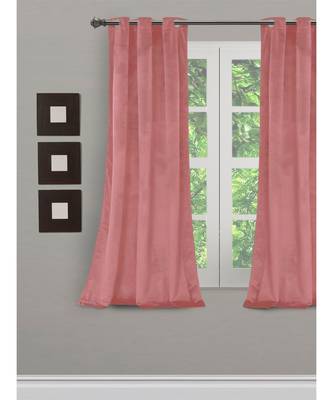 Eyda Premium Velvet Peach Color Eyelet Window Door Curtain 1
