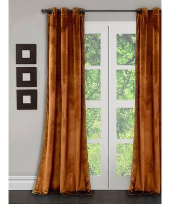 Eyda Premium Velvet Rust Color Eyelet Door Curtain 1