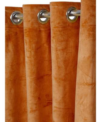 Eyda Premium Velvet Rust Color Eyelet Door Curtain 4