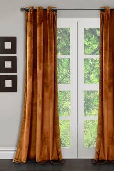 Eyda Premium Velvet Rust Color Eyelet Long Door Curtain