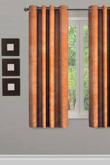 Eyda Premium Velvet Rust Color Eyelet Window Door Curtain