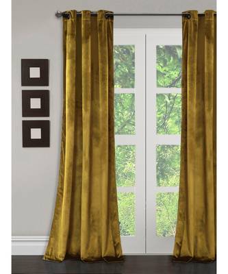 Eyda Premium Velvet Mustard Color Eyelet Long Door Curtain 1