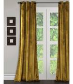 Eyda Premium Velvet Mustard Color Eyelet Long Door Curtain