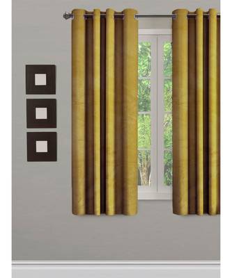 Eyda Premium Velvet Mustard Color Eyelet Window Door Curtain 1