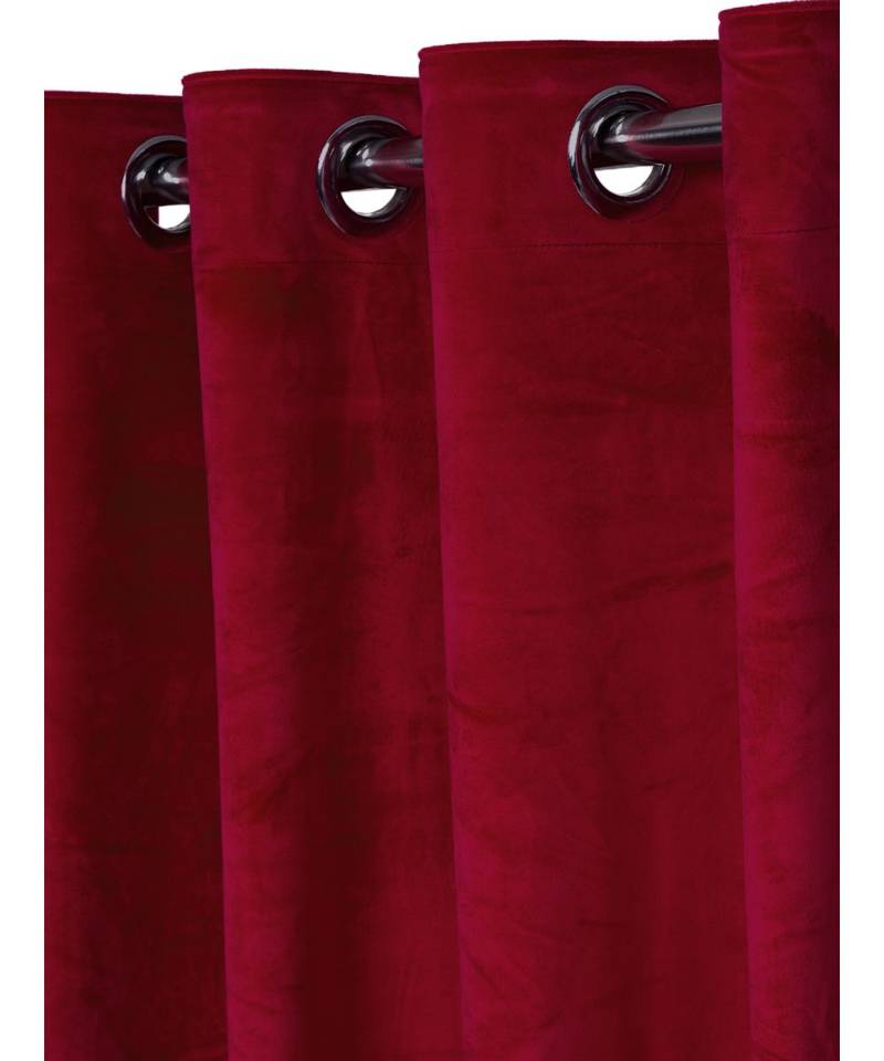 Eyda Premium Velvet Maroon Color Eyelet Long Door Curtain