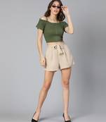 Badazzle beige color Linen Blend made women shorts