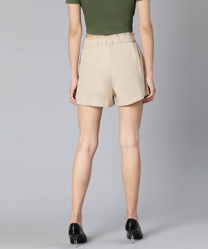 Badazzle beige color Linen Blend made women shorts
