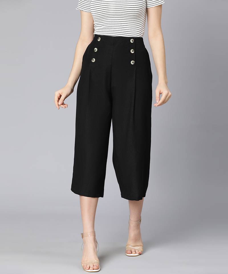 Rebel black Linen Blend design women culottes