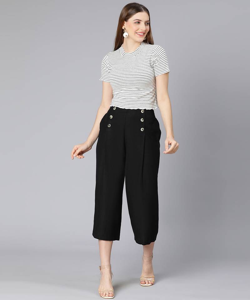 Rebel black Linen Blend design women culottes