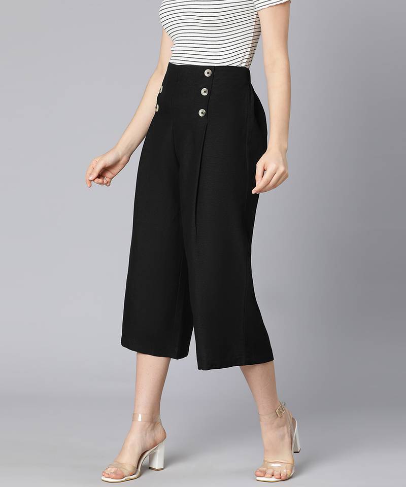 Rebel black Linen Blend design women culottes