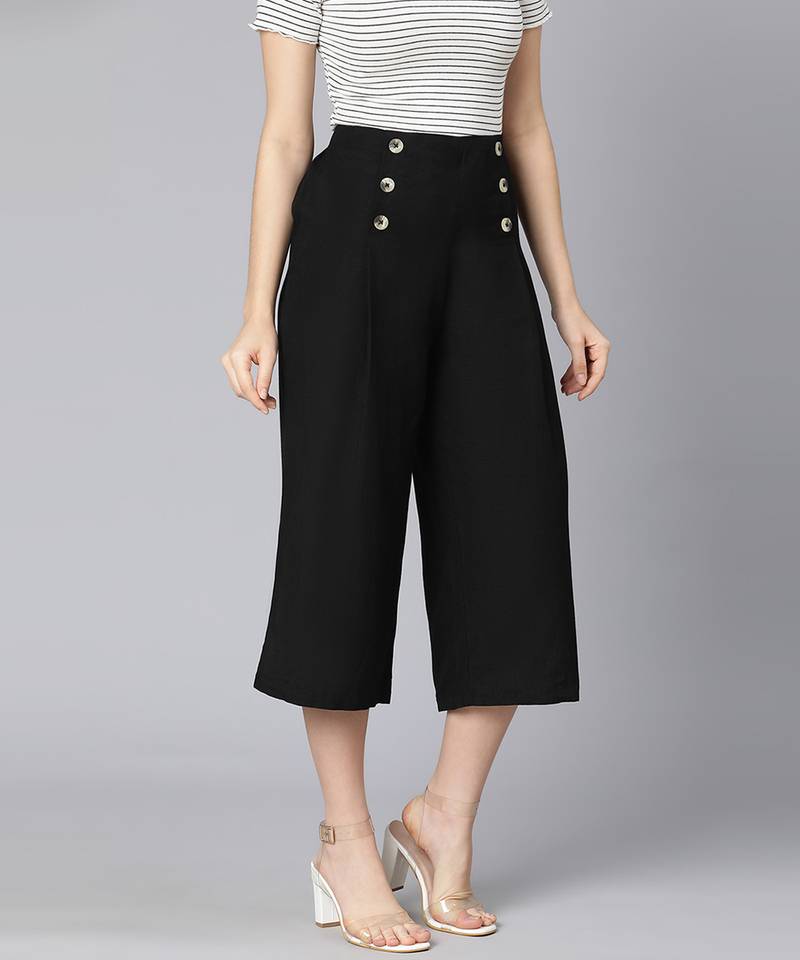 Rebel black Linen Blend design women culottes